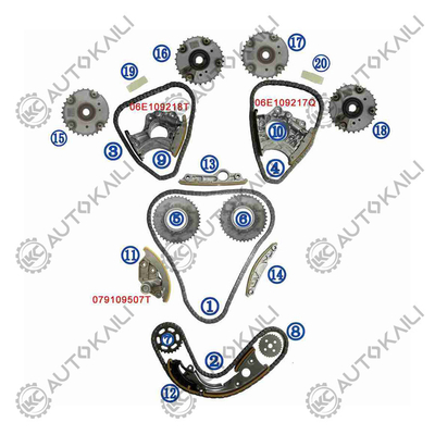 Kit de la chaîne de chronométrage Pour AUDI / VW A8 4E8 BDX 154KW 2.8FSI 07-10 06E109465BC 108L