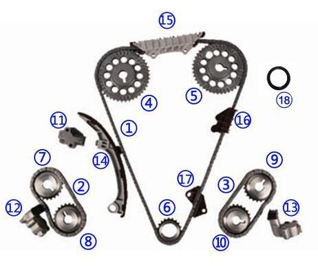 Un kit de chaîne de chronométrage en plastique PA66 / PA46 pour le V6 3.0L 2988cc 96-02